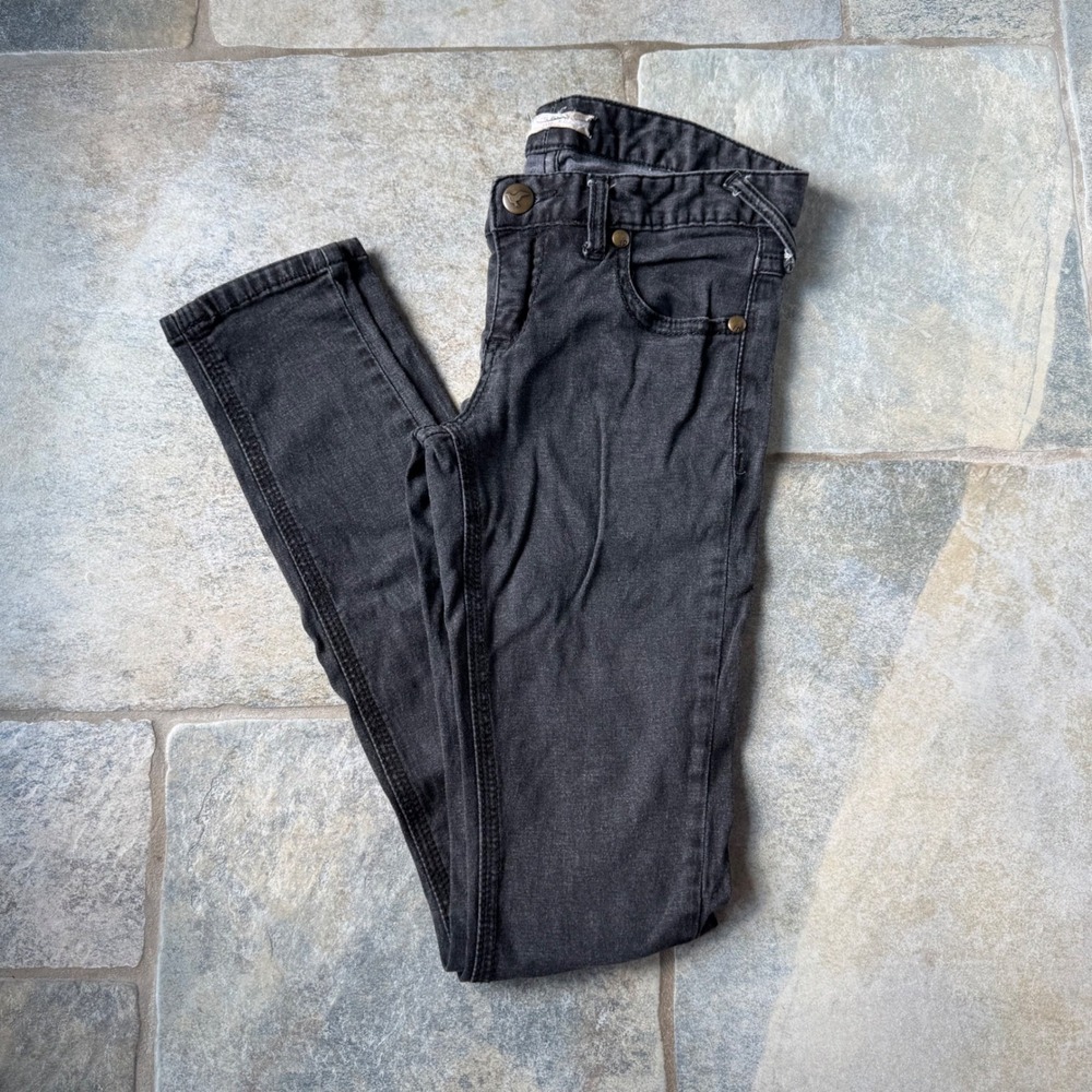 Y2K Free People Black Stretch Skinny Jeans Size 27 Low Rise‎ Grunge Emo Indie